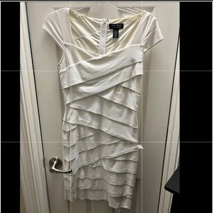 White House Black Market instantly slimming body on dress in white. Size 4.